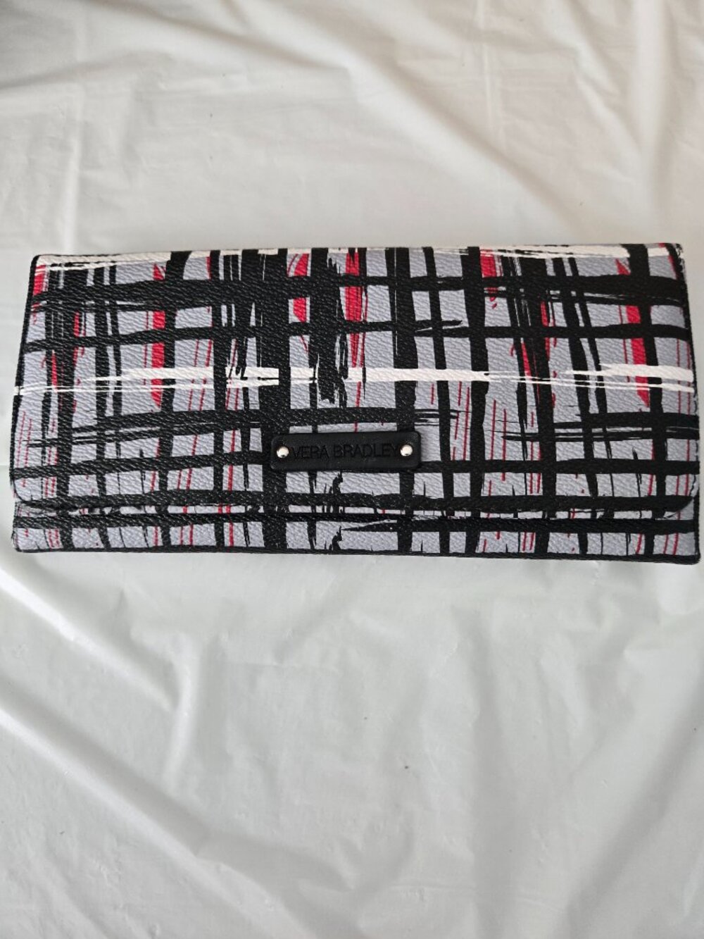 Vera Bradley Black Red White Plaid Long Wallet Continental Organizer - Picture 4 of 10